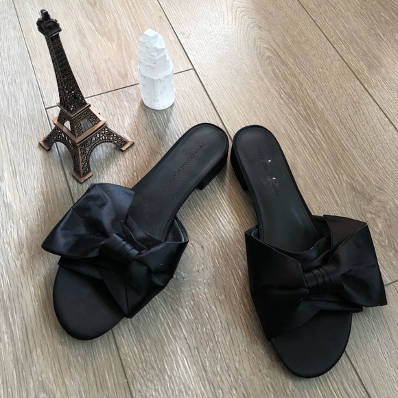 Rebecca Minkoff Bow Slip On Black Calista Sandals - Picture 3 of 6